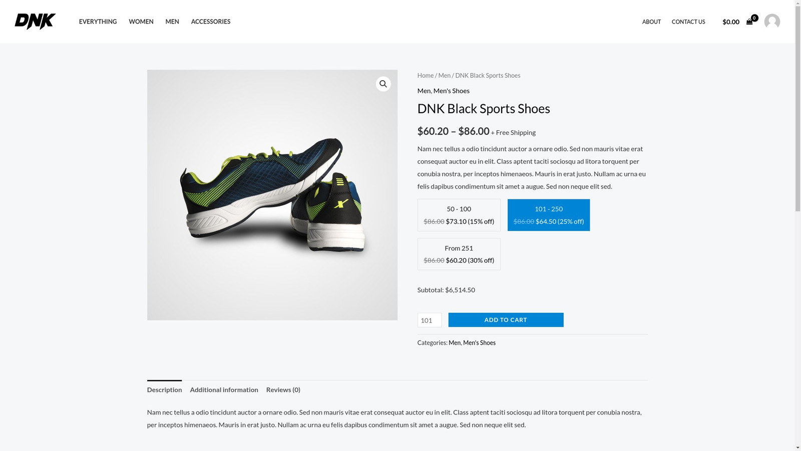 Product page using Pills layout for tiered pricing.